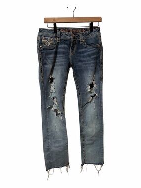 Rock Revival Betty Distressed Light-Mid Blue Straight Jeans